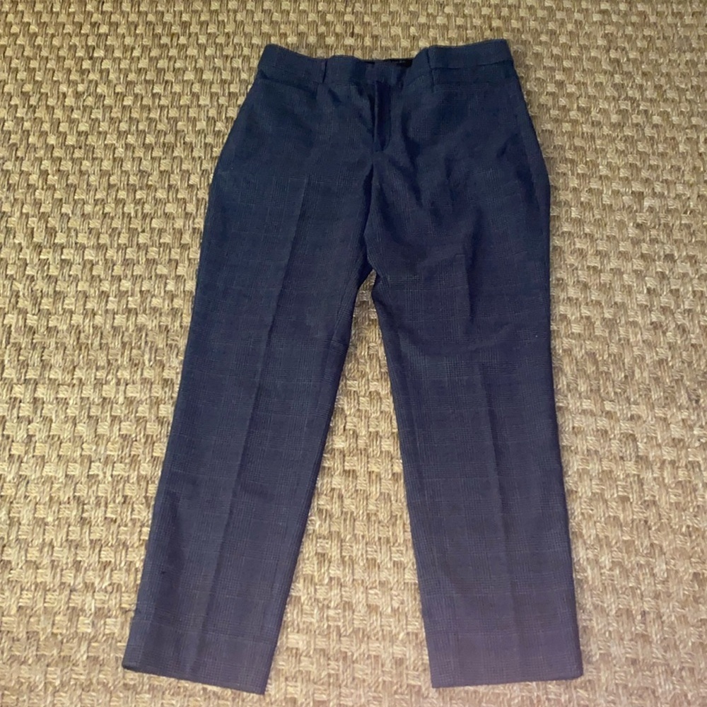 Banana Republic Sloan Curvy grey/blue plaid pant sz 10